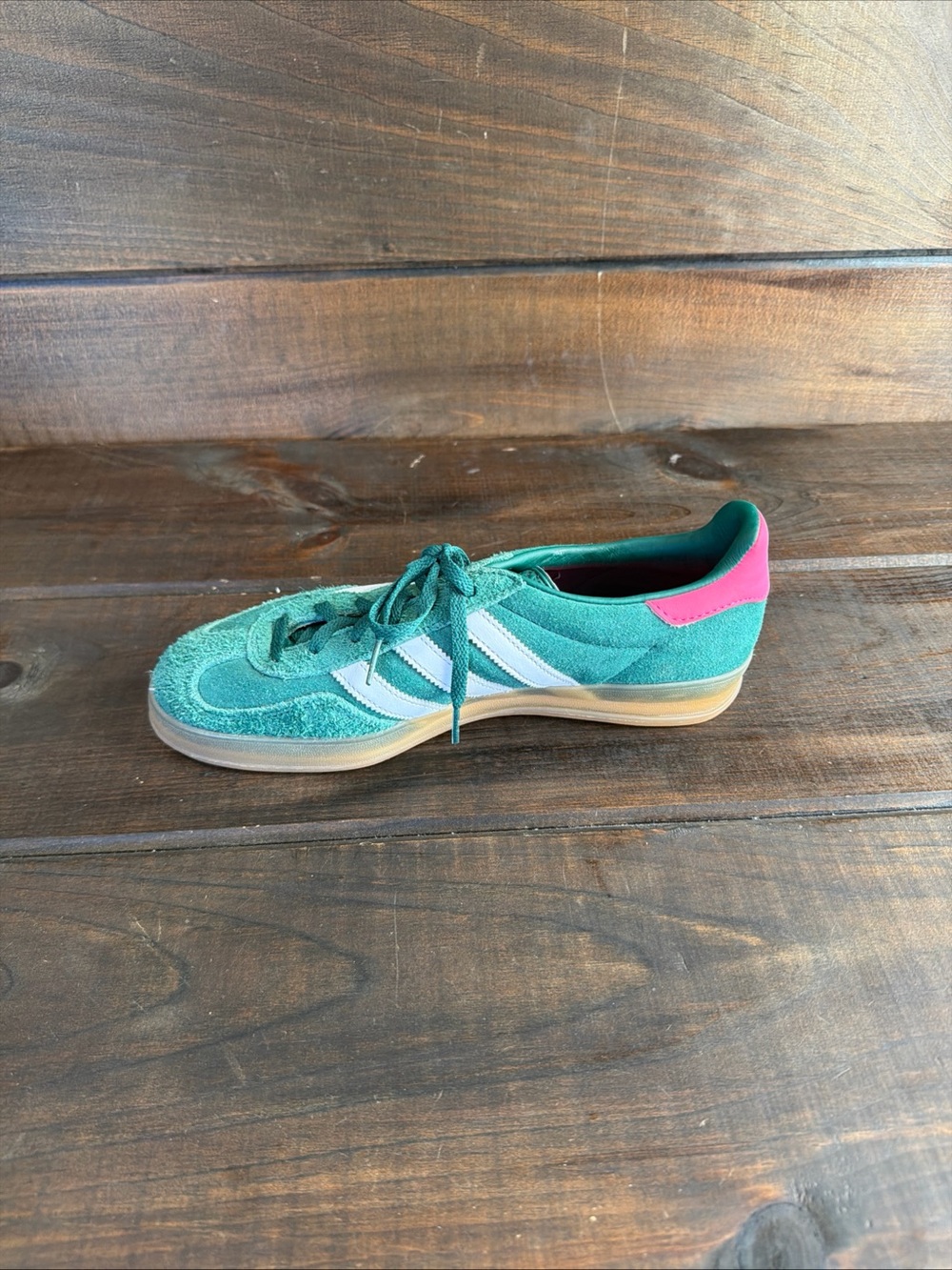 Adidas Gazelle Indoor Collegiate Green Lucid Pink Suede Sneakers Shoes Wmn Sz 9 - Picture 8 of 12